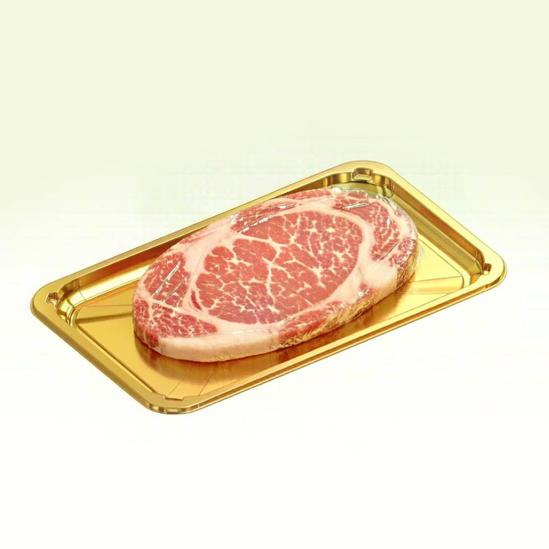 Bandeja rectangular para servir PET dorada de lujo K-2618H13 Bandeja rectangular para servir PET dorada de lujo K-2618H13