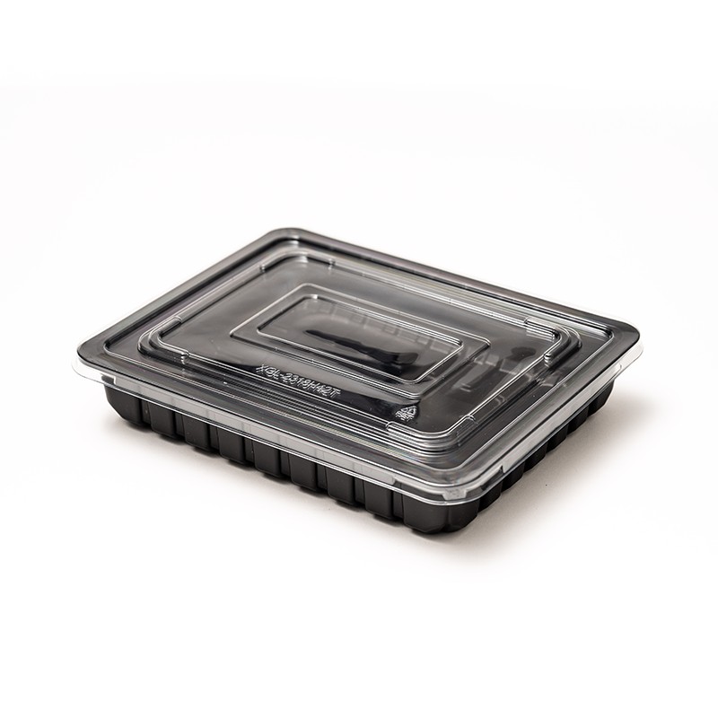 Contenedor de alimentos apilable antideslizante reforzado con base PP resistente al frío negro XGL-2318H42